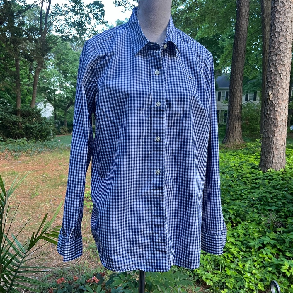 Vineyard Vines 🐳 Gingham Blue + White Button Down Shirt, Long Sleeves, 16, EUC